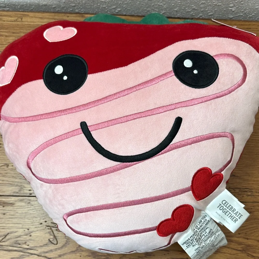 Celebrate Together Valentine's Day Strawberry Plush Pillow - Red and Green